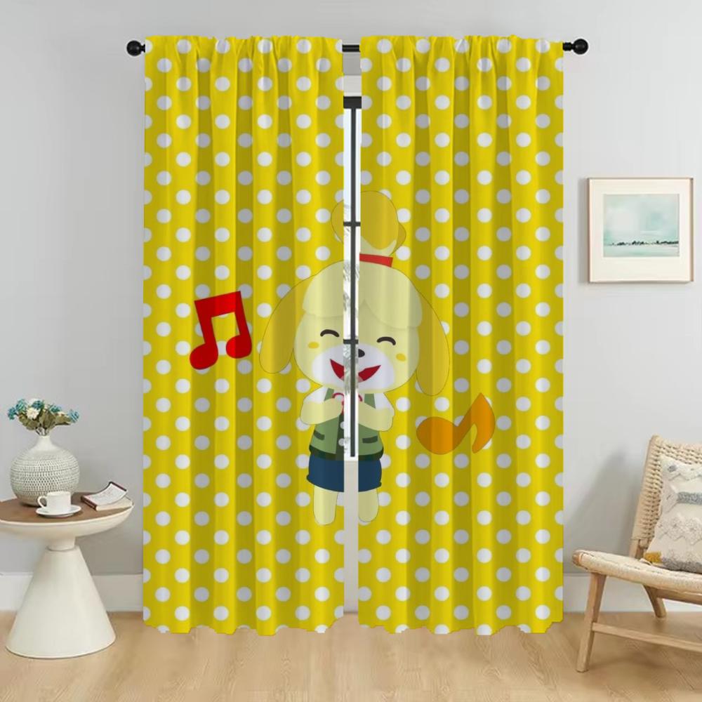 Animal Crossings Anti-mosquito Curtains for Living Room Shades Window Curtain for Room 2 Panel Partition Home Interior Curtains
