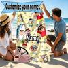 Custom Name Personalized Crayon Shin Print Beach Towel, for Trip Camping Beach Party Home Decor, Birthday Gift for Family & Friends