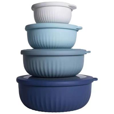 4pcs Wide-Mouth Mixing Bowl Set with Lids, Food-Grade Salad Dressing Containers, Snack Bowls, Fresh-Keeping Box, Bento Box
