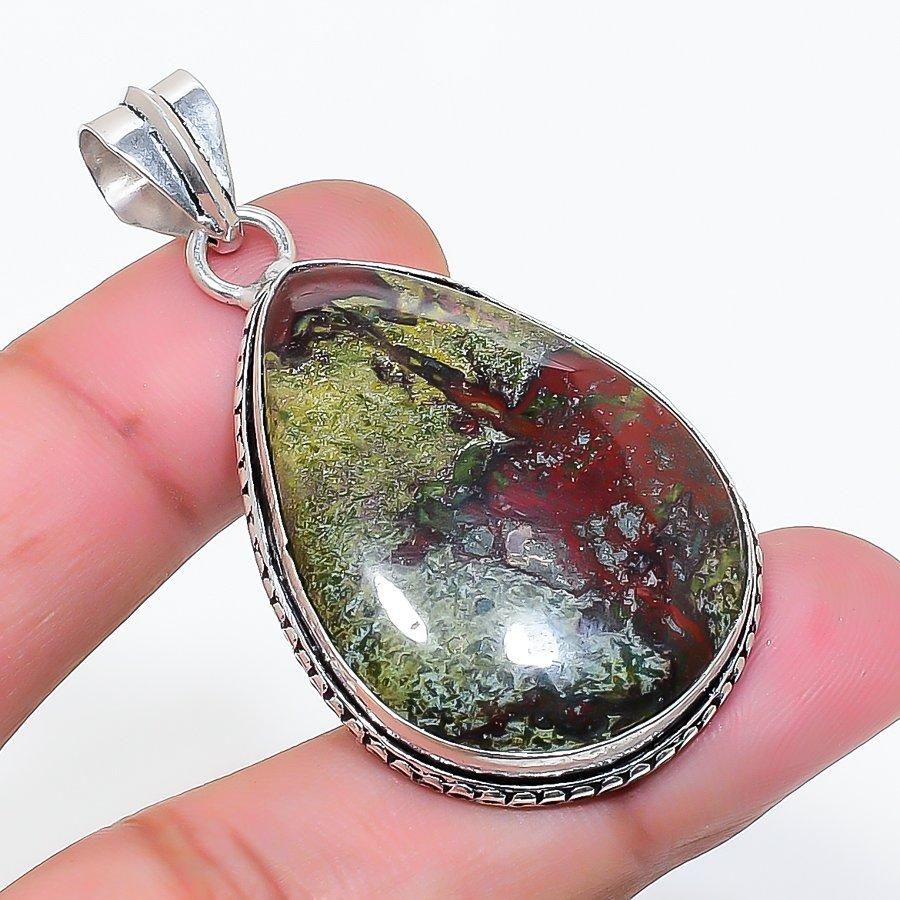 Natural Dragon Blood Gemstone Handmade 925 Sterling Silver Pendant 1.97 AP-14873