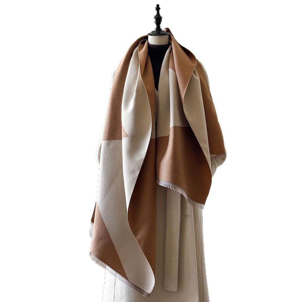Imitation Cashmere Wool Scarf Women'S Autumn And Winter High-End Plaid Shawl Versatile Simple Fringed Scarf Batch