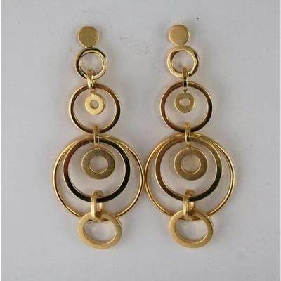 Classic Metal Gold Color Round Hand Carving Twisted Pattern Earrings Simple Trendy Dangle Earrings Jewelry