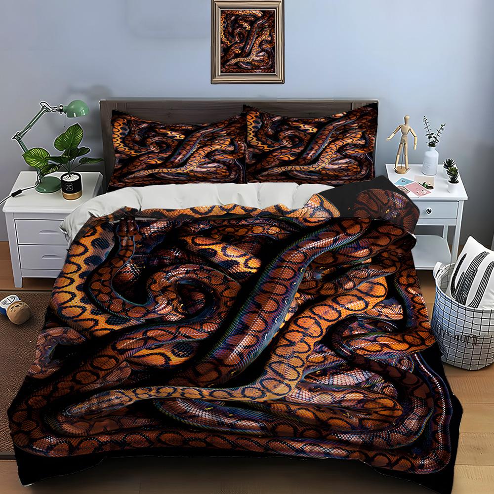 10 Sizes HD Snake Print Bedding Set Duvet Cover 1 Duvet Cover 2 Pillowcases Adult and Children Bedding Set Luxury for Gifts