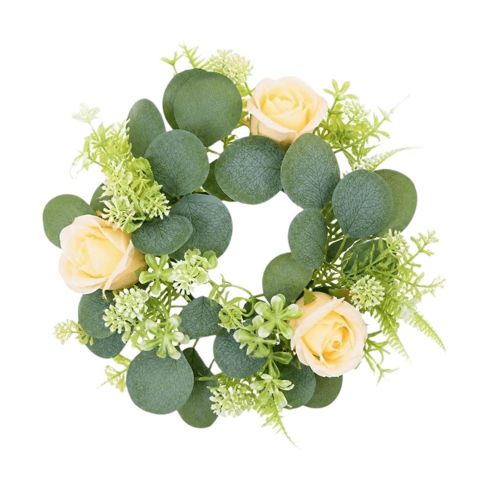 Rose Pillar Candle Holder Exquisite Eucalyptus Leaf Candlestick Wreath Candle Holder Party
