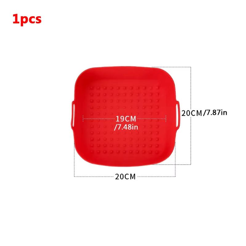 Silicone Air Fryer Basket Liners Non-Stick Baking Tray Heat-Resistant Round and Square Cooking Mats Oven Steamer Accessories