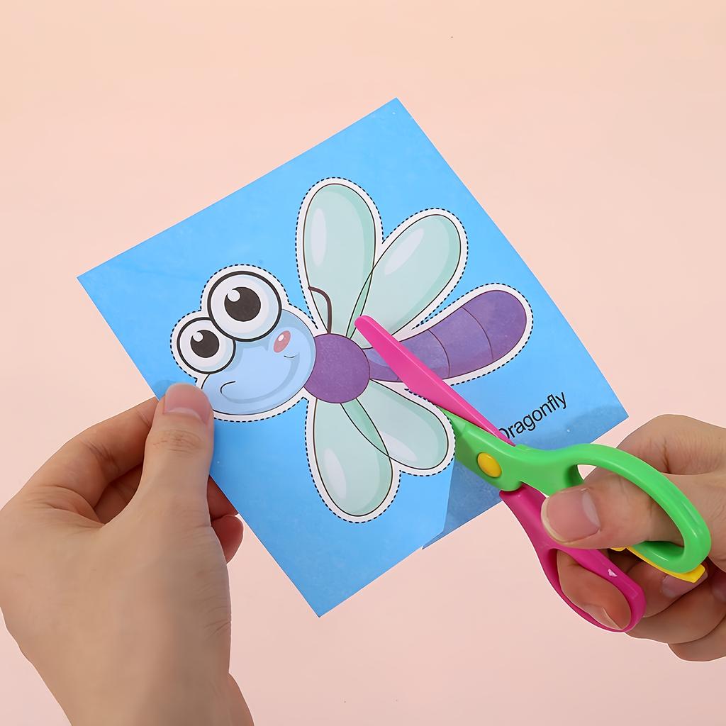 96Pcs Enjoyable Cutting Set Art Scissors Skill Activity Book Children's Craft Kit featuring a Pair of Child-Safe Creative Games Secure Playtime