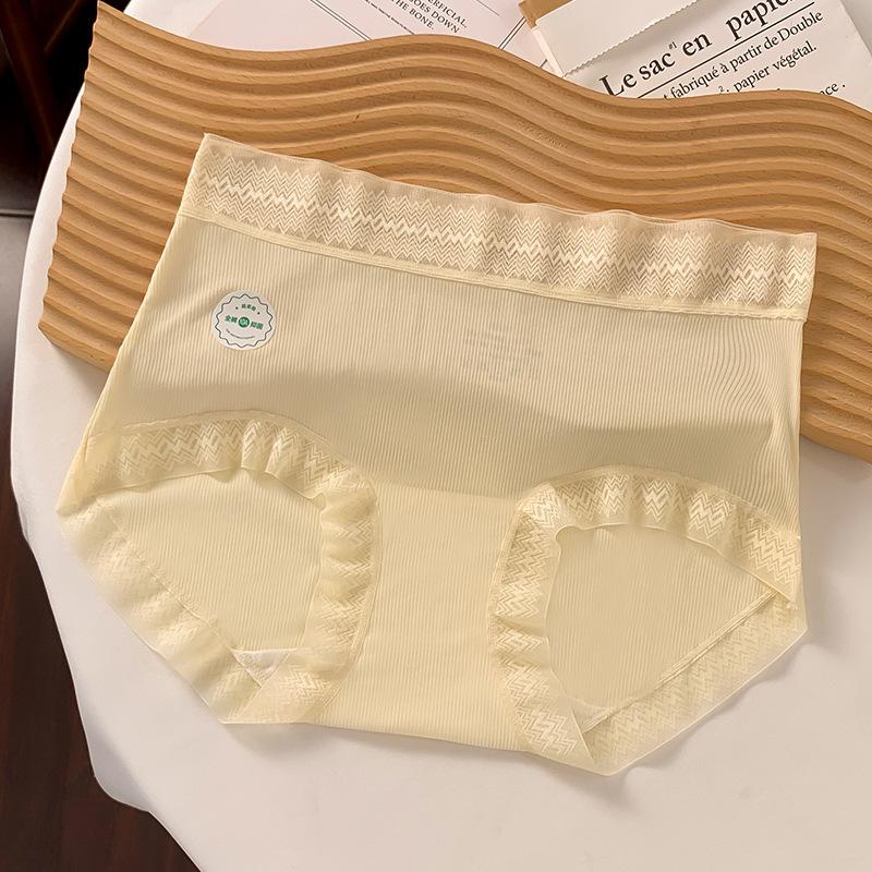 Ladies Summer Lace Ice Silk 10A Anti Bacterial Quick Dry Breathable Mid Waist Briefs