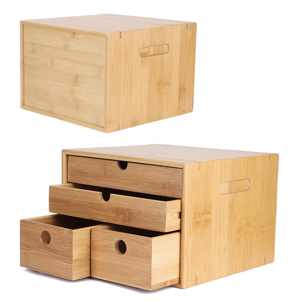 3vrstvá bambusová úložná krabice na čaj, organizér na truhlu se zásuvkou do domácí kuchyně