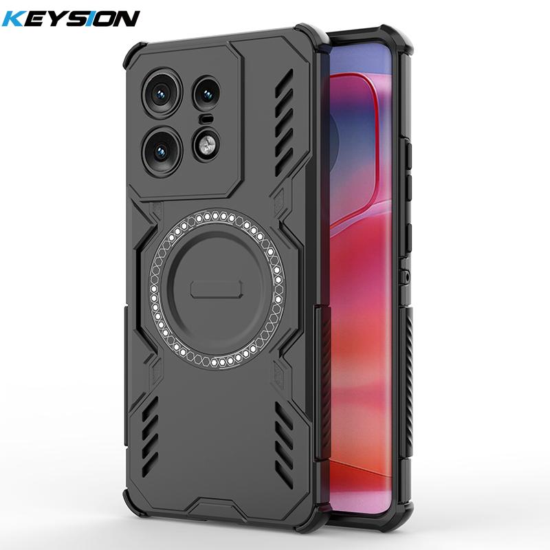 KEYSION Hollow Heat Dissipation Case for Motorola Edge 50 Pro 5G Silicone+PC Magnetic Cooling Shockproof Phone Cover for Edge 50 Pro