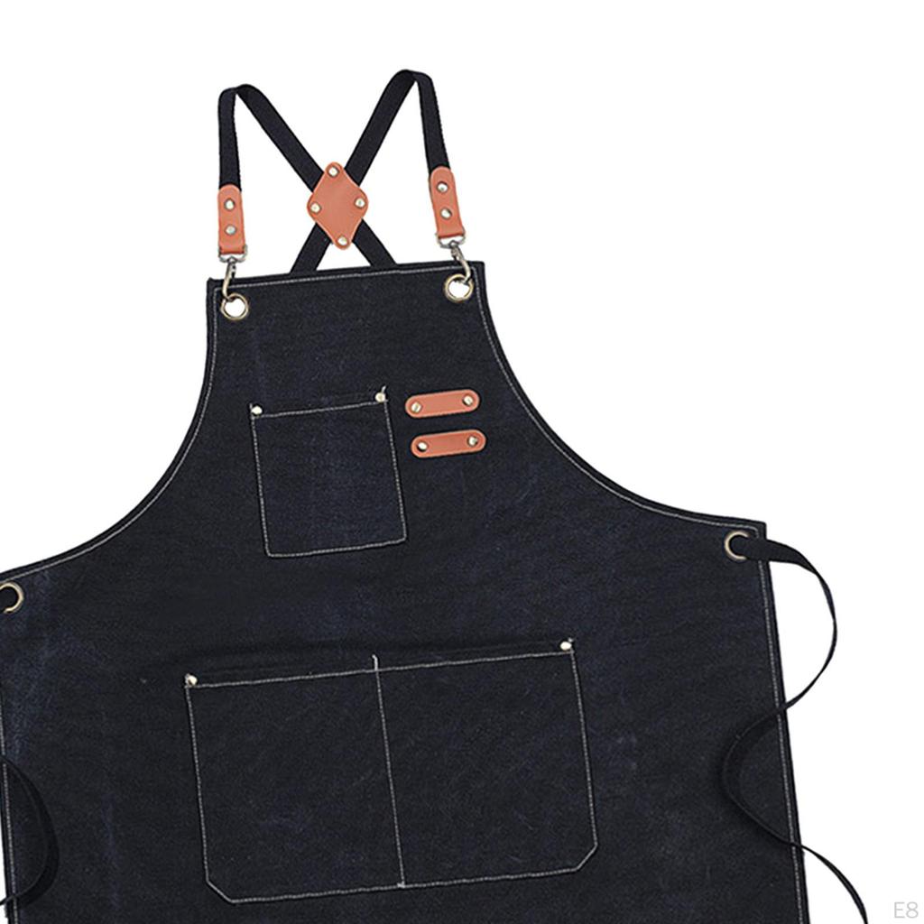 Canvas Apron Bib Cross Back Water Resistant for Men with Pockets Chef Kitchen