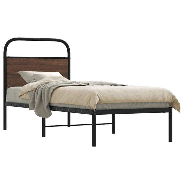 VidaXL Bed Frames Without Mattress 75x190cm Brown Oak Engineered Wood, Bedroom Furniture, Single Bed, Bed Base, 4100297