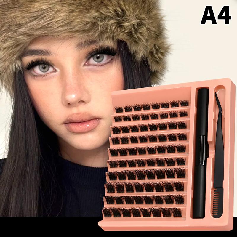 120Pcs Diy Lashes Extension Kit Fluffy Lash Clusters Set Individual Eyelashes With Bond Seal And Lash Tweezer Makeup At Home
