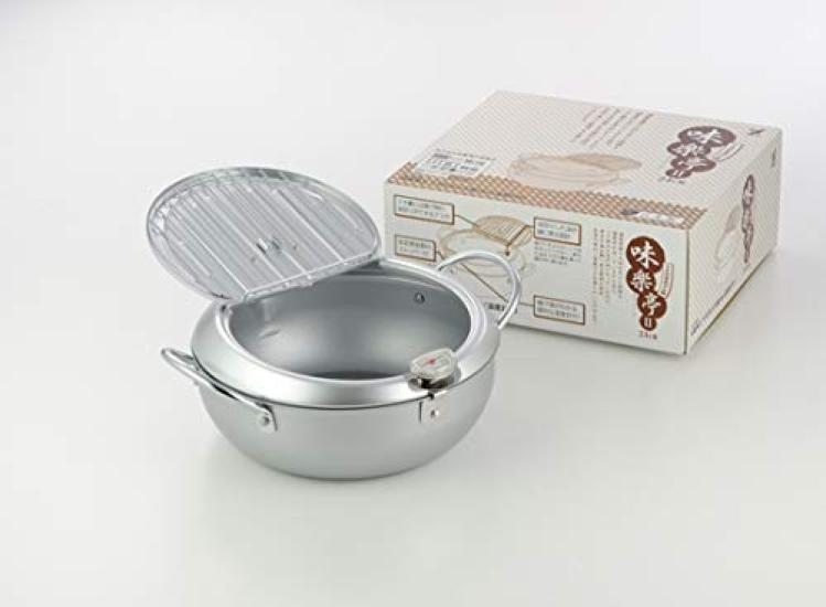 Castle Enterprise Yoshikawa Mirakutei II Tempura Pot with 24cm IH Made in Gift Wrapping Available Lid, (with Thermometer), Compatible, Japan,