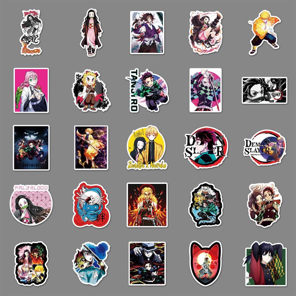Set of 50 Demon Slayer Anime Stickers for Suitcase, Laptop, Car, Fridge, and Phone Decor.