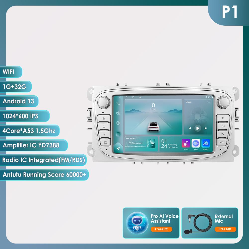 Hizpo For Ford/Focus/S-Max/Mondeo 9/GalaxyC-Max Car Radio Multimedia Video Player Navigation GPS Intelligent  Android 13 NO DVD 2din 2 Din 2.5D USB