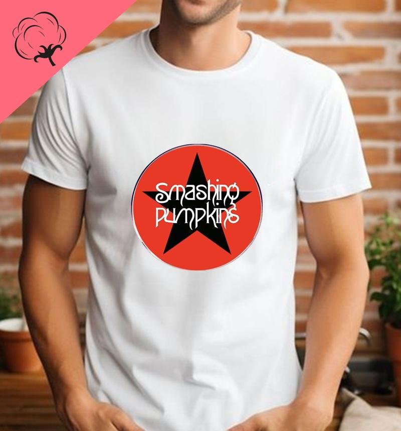 Smashing Pumpkins Classic Rock Band Poster Print Fashion T-shirt, Casual Cotton Round-neck T-shirt for Men and Women S