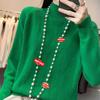Fashion Half Turtleneck Pullover Women's Autumn and Winter Thick Twist Flower Warm Sweater for Women's Wear