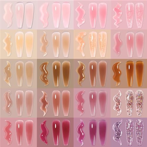 UR SUGAR Poly Nagelgel Verlängerung - 20-Farben Neon Verlängerungs-Gel-Set, UV/LED-sicher, DIY-Nagelkunst-Design für Anfänger, Weihnachtsgeschenk für Frauen