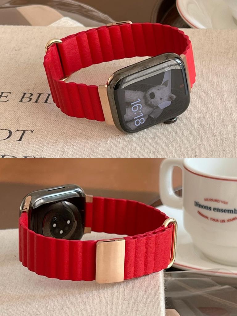 Magnetic Leather Band For Apple Watch 44 45 49mm 40 41mm 42 38mm 46mmMetal Stainless Steel Strap For iwatch 8 7 SE 6 5 4 3 2 S10