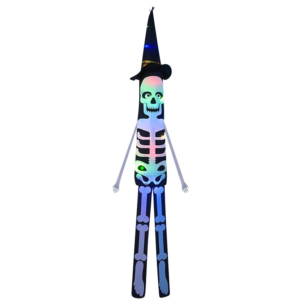 

Halloween Party Skeleton LED Halloween Decoration Skull Flag Ornament Flashing Light Horror Props colored light