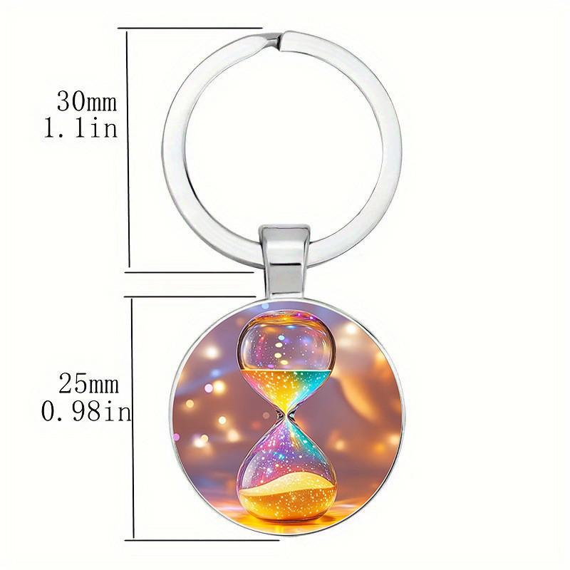 Eleganter bunter Sanduhr-Schlüsselanhänger mit Legierungsrahmen und niedlichem Stil für Geschenk und Accessoires