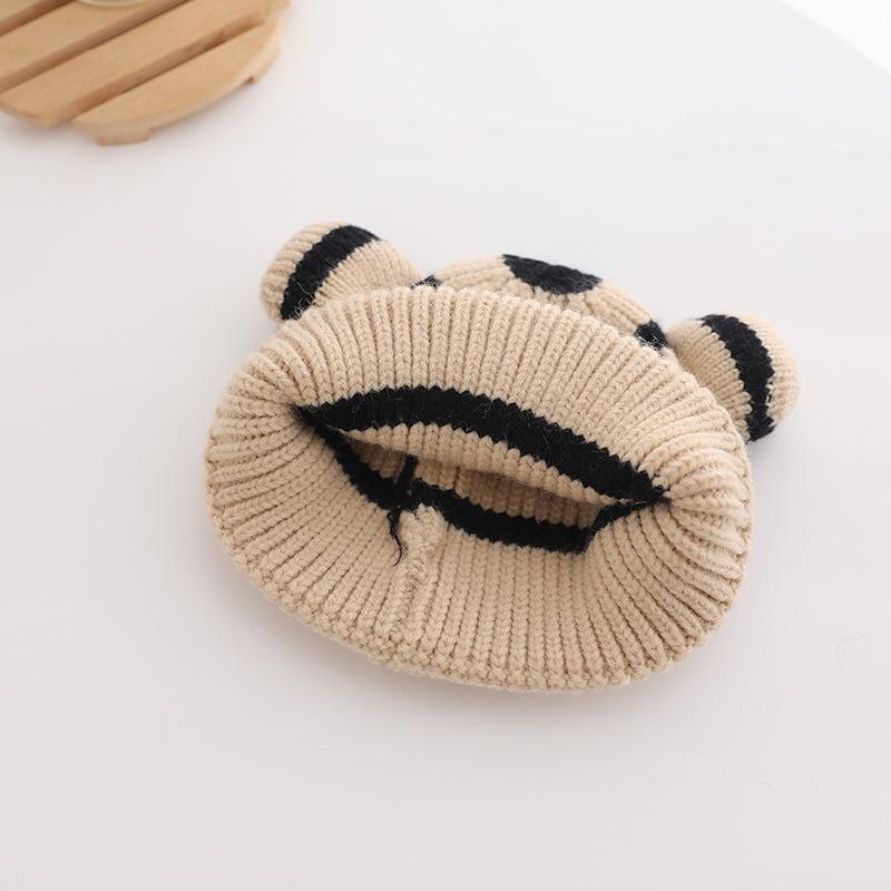 Cartoon Stripe Baby Beanie Cap Cute Bear Ears Infant Knitted Hat Winter Warm Kids Crochet Hats Toddler Girls Boys Bonnet