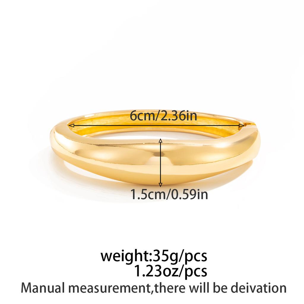 Fashion Water Drop Hug Spring Buckle Bracelet, Simple Metal Texture Glossy Open Bracelet For Women