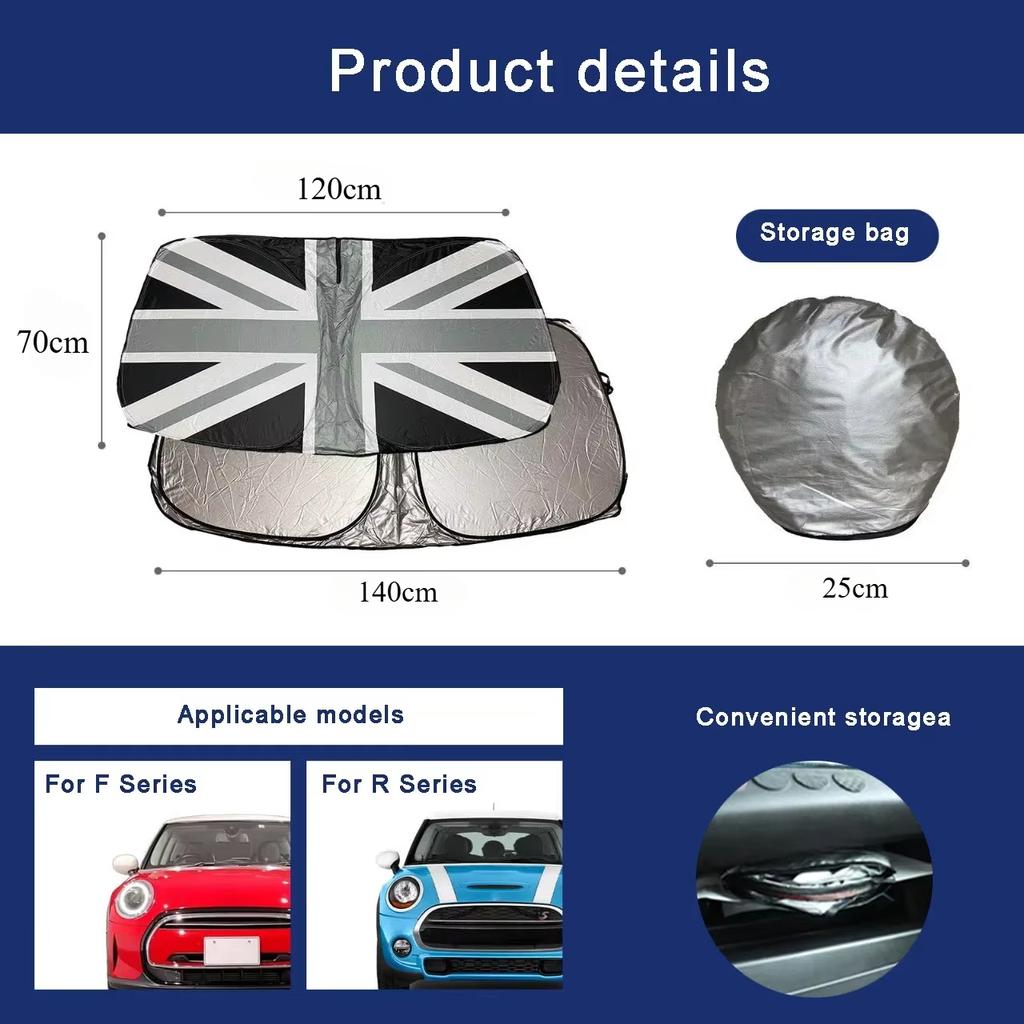 For Mini Cooper R50 R53 R56 R58 R60 F55 F56 J01 F66 Windshield Sunshade Car Front Window SunShadeCover Blocks UVRayReflector
