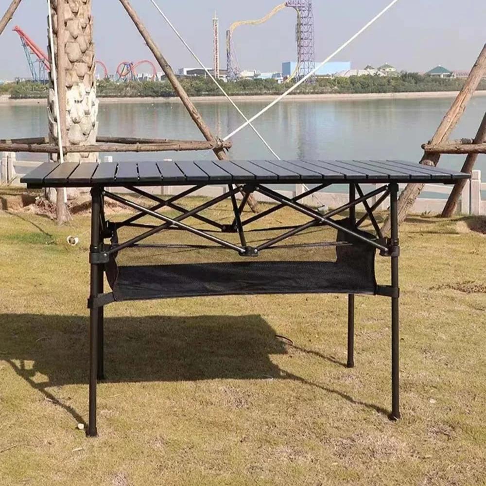 Outdoor Folding Long Table Portable Storage Universal Camping Space Saving Desk Easy To Install with Net Sturdy and Stable Table