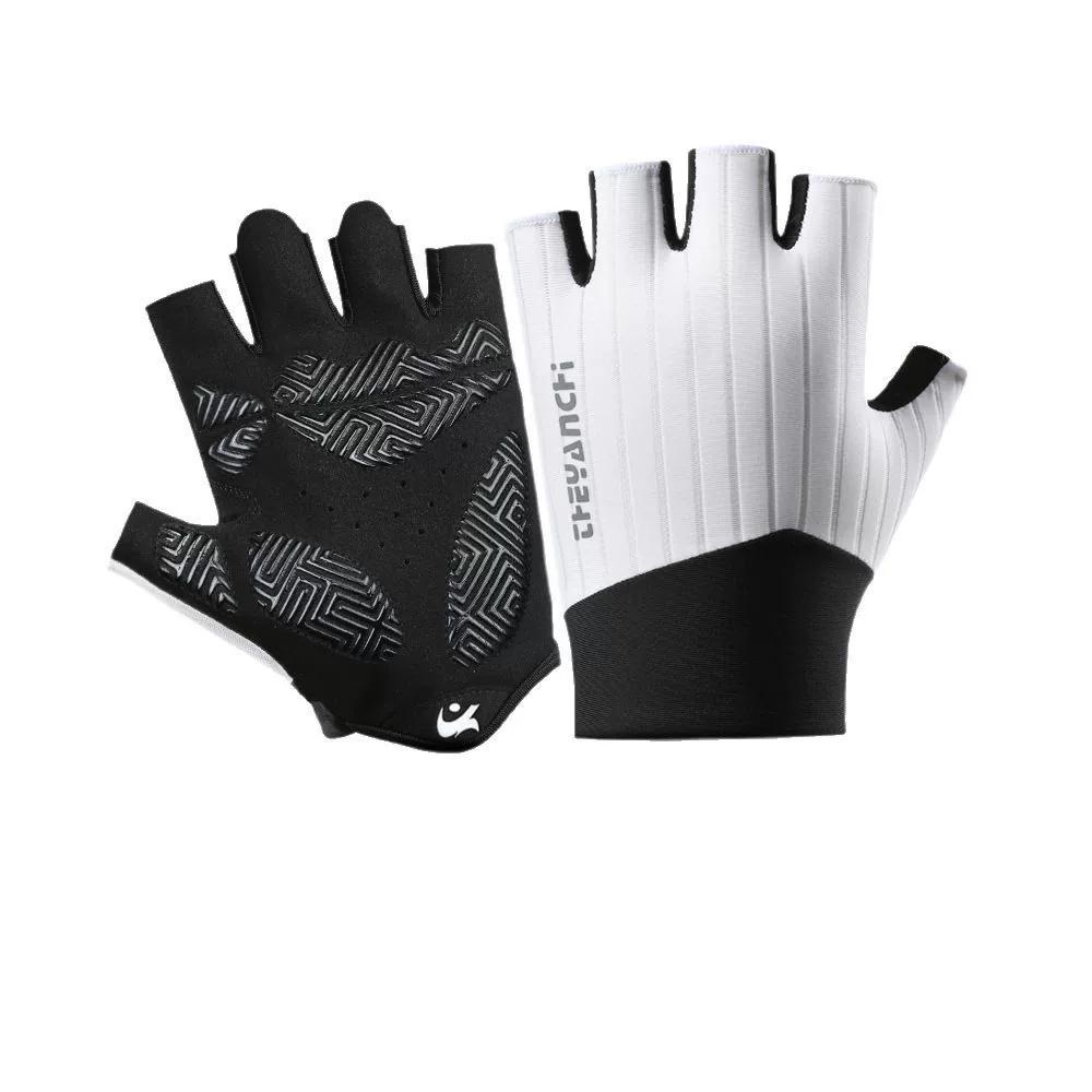 Road Bike Half-Finger Cycling Gloves for Men, Summer Outdoor Sports, Mountain Bike, Non-Slip, Breathable, Reflective Strips, Wear-Resistant