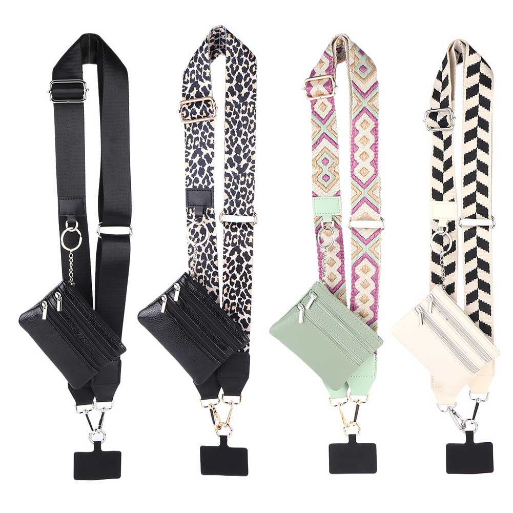Phone Strap with Zippered Pouch Clip And Go Strap Adjustable Strap Cellphone Lanyard Multifunctional for Phone