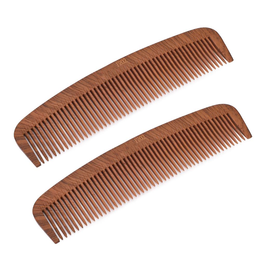2pcs Wooden Hair Comb Portable Anti Static Clipper Comb for Barber Shop and Hair Salon