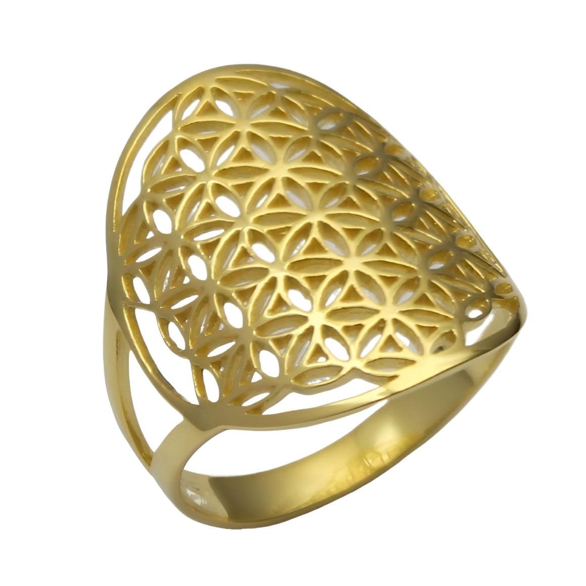 

[World Accessories Carmelo] Flower of Life, Divine Geometry, Flower of Life, Sterling Silver 925 Ring, 18K (18)
