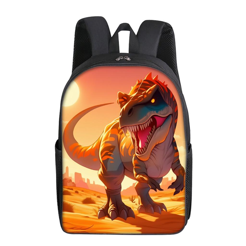 Simple Style Dinosaur Print Single Layer Backpack for Boys/Girls Children Best Gifts 2D Flat Cartoon School Bags