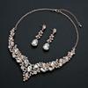 Hot Sale Jewelry Wedding Dress Bride Hollow Full Diamond Women's Necklace Earrings Bracelet Set