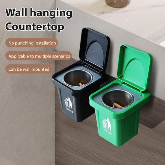 Papperskorg Askkopp med Lock Avtagbar Rostfri Insats Tung