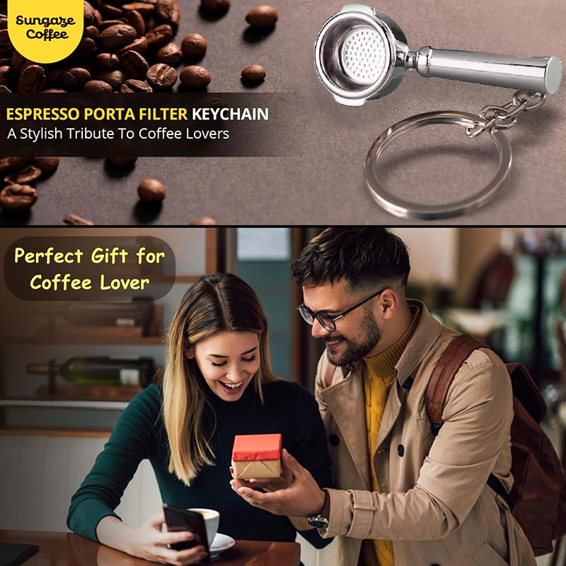 1PC Alloy Simulation Keyring Decoration Coffee Portafilter Pendant Gift Keychain Car Fashion Crafts Coffee Bag