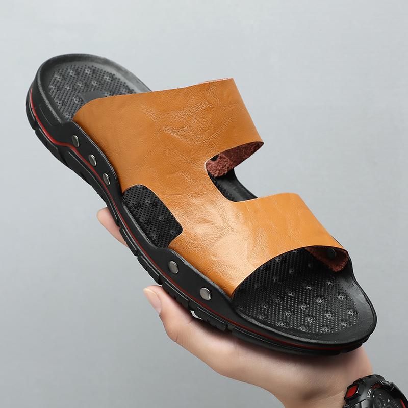Fashion Men's Sandals Summer Wading Leather Slippers Non-slip Outdoor Beach Leisure Sports Walking Men's Shoes Plus Size38-48