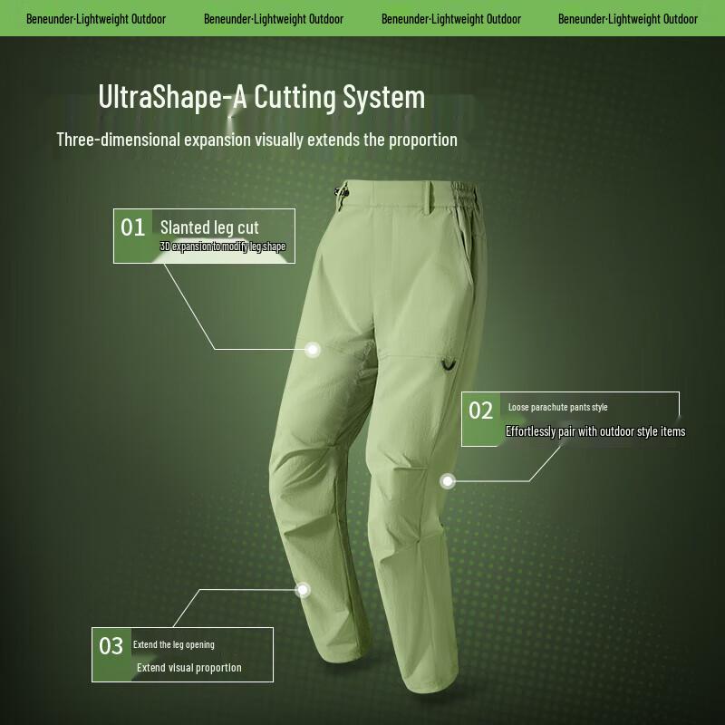 Beneunder Men's High-Stretch Quick-Dry Parachute Cargo Pants