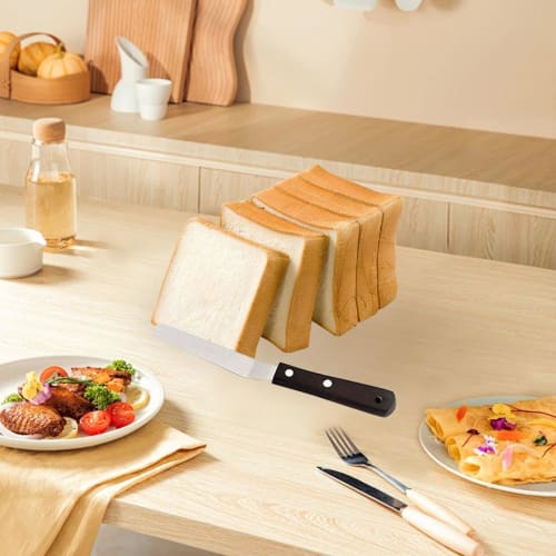 Stainless Steel Spatula, Small Metal Spatula | Cookie Spatula, Stainless Steel Pancake Cut and Serve Turner, Pie Server, Wooden Handle, 4/6/8/10-Inch