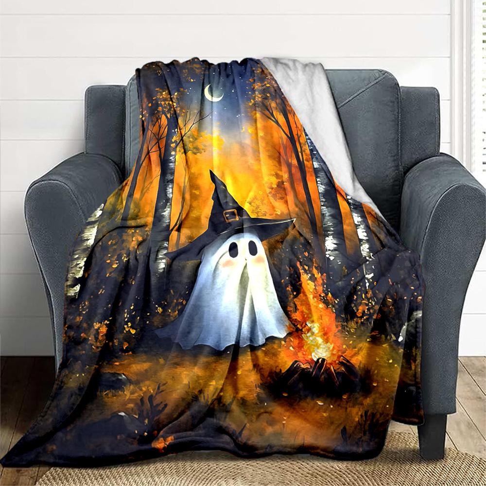 1pc Ghost Forest Blanket, Lightweight Flannel Throw Blanket for Sofa, Bed, Travel, Camping, Living Room, Office, Couch087