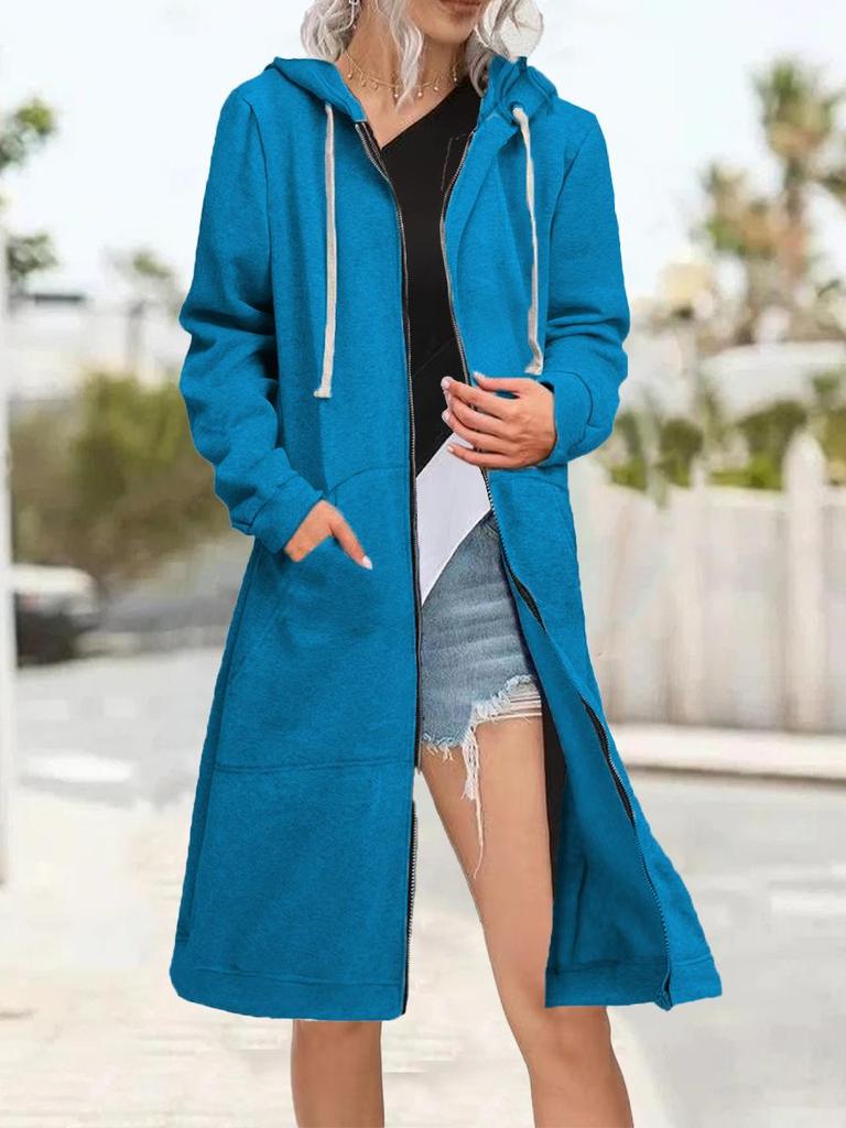 Plus Size Hoodies for Women Casual Full Zip Hoodies Women's Long Hoodies Loose Sweatshirts With Pockets