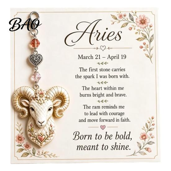 Handbag Accessory 12 Zodiac Sign Keychain with Keepsake Card, Star Pendant Pendant, Backpack Purse Charm, Inspirational Gift for Men Women