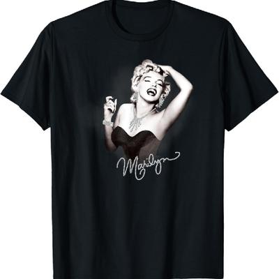 Marilyn Monroe Glam Marilyn Black Graphic T-Shirt, Women's Classic Fit, Small
