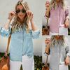 Top da Donna a Maniche Lunghe Eleganti Camicia a Bottoni Casual T-shirt Per Tutte le Stagioni