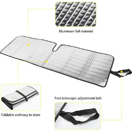 Windshield Sunshade Sun Shade Heat Shield Sun Visor Mat Compatible With Jeep Wrangler Rubicon Sahara TJ JK JKU 2 Door & 4 Door
