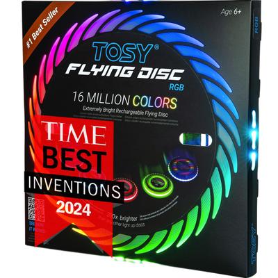 TOSY Flying Disc 16 Million RGB Colors or 36 LEDs Super Bright Smart Mode Auto Light-Up Rechargeable Christmas Birthday Camping Gift 175g Frisbee for