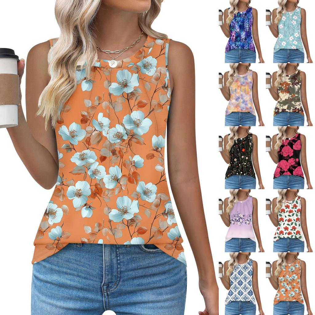 Womens Casual O Neck Loose Sleeveless Top T-shirt Summer Tank Tops For Women Tank Camisole Sleeveless Basic Tops