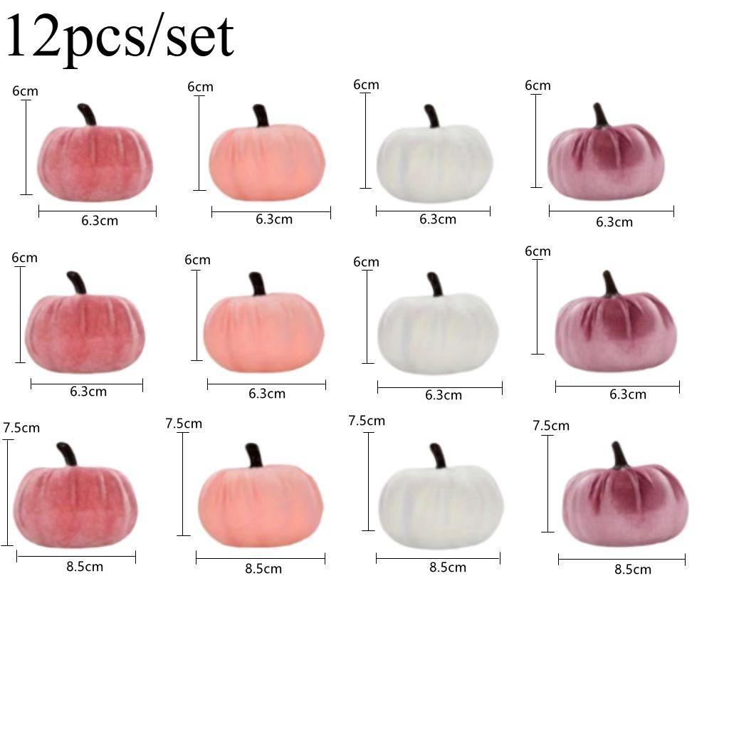 

Набор из 12 плюшевых бархатных тыкв, розовый имитированный декор для Хэллоуина, Рождества, велюровые декоративные модели, декоративные принадлежности
