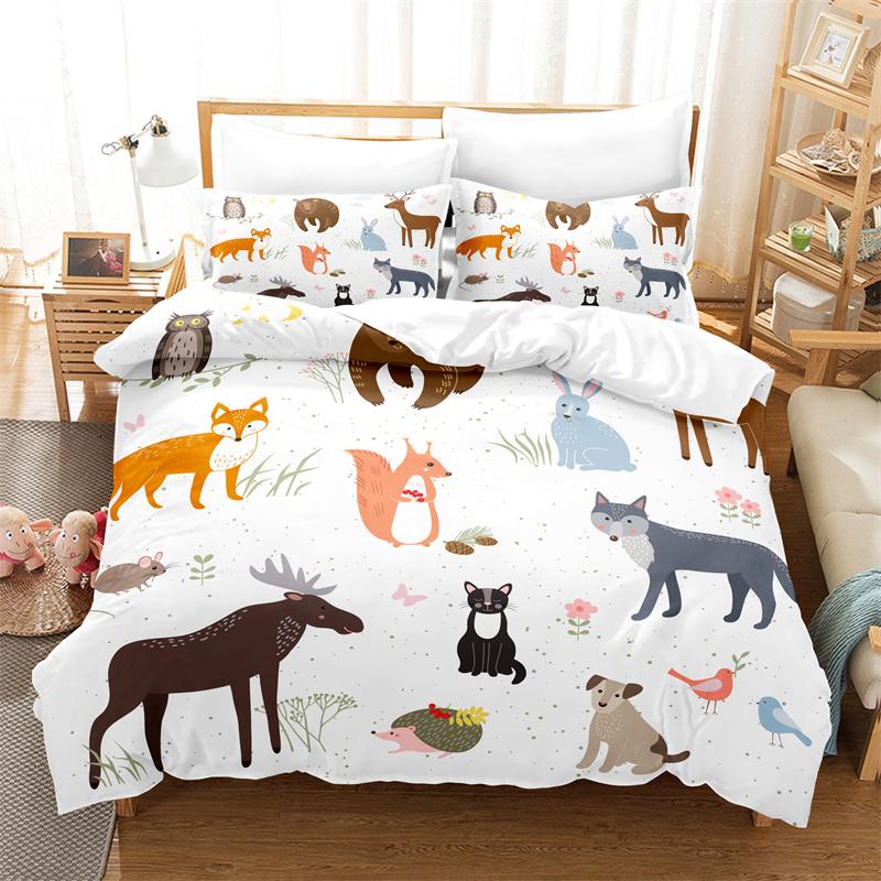 Forest Animal Bedding Set Animal Theme Duvet Cover Set Fashion Duvet Cover Children's Bedroom Cartoon Duvet Cover Bedding Set